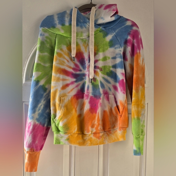 NSF Skittles Tie Dye Lisse Hoodie Women M Made In USA with Drawstrings - Picture 5 of 10